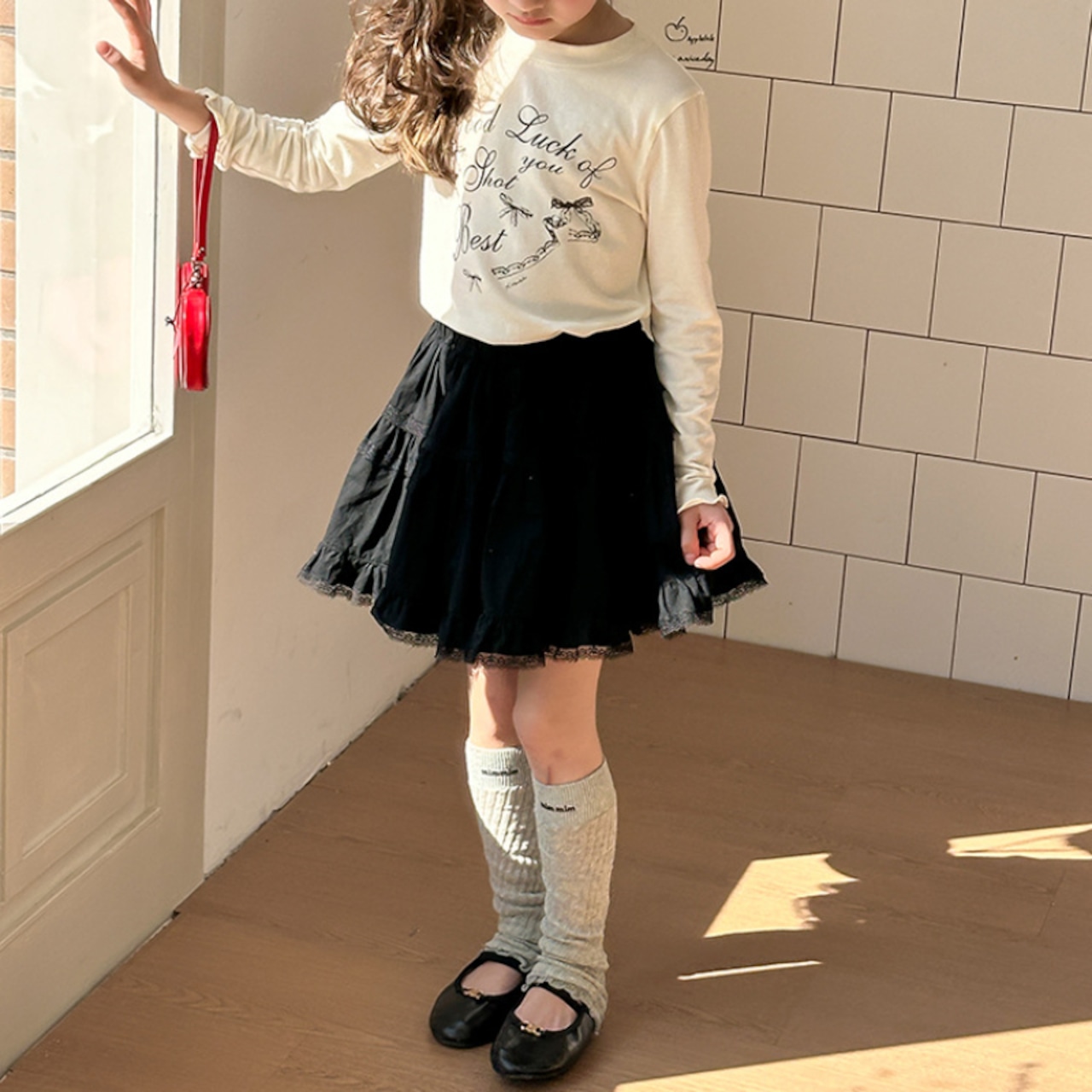 夏レース裾ピュアカラースカート