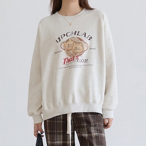 cat bakery print sweat N30424