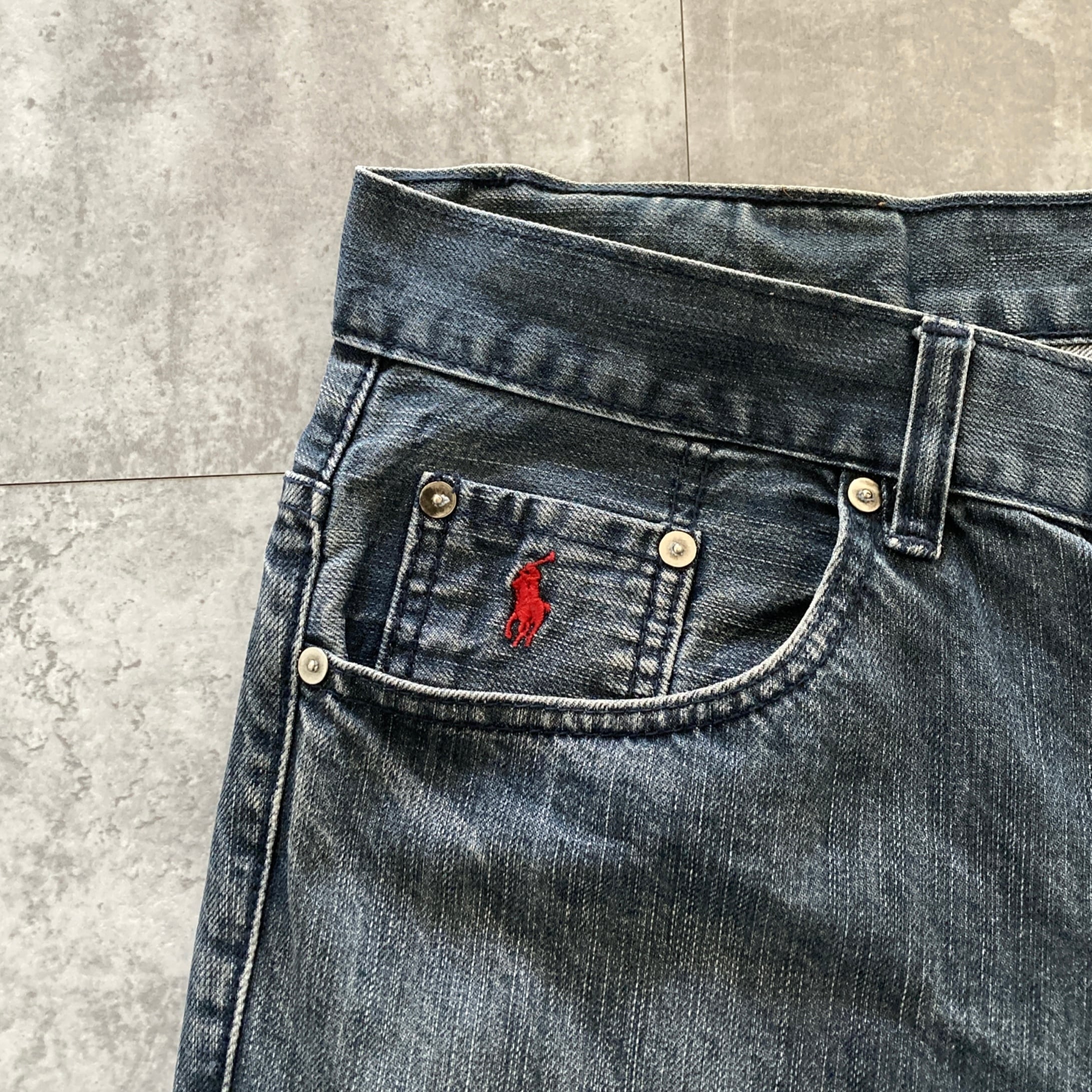 Size38】ポロラルフローレン レザーパッチ ワンポイントロゴ刺繍 