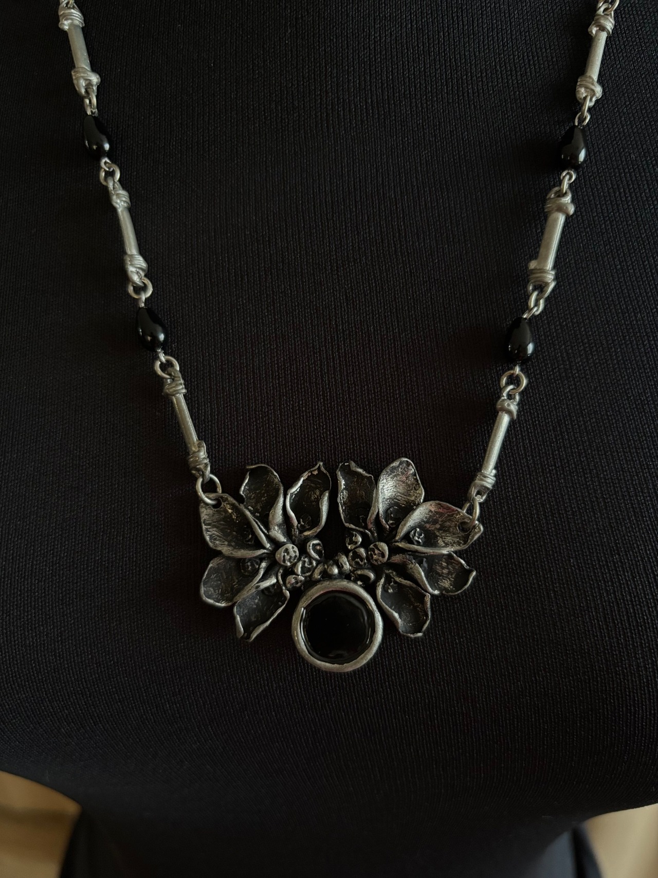 gothic floral statement necklace-5312-7