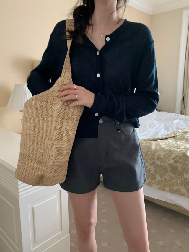 (予約) pretty young thing / Linen round cardigan 5color　