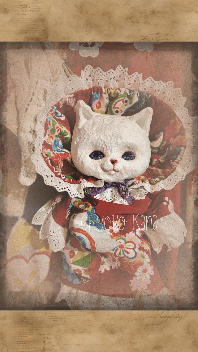 ねこビスク「鈴音」ねこ　文化人形　猫ドール　大正ロマン　昭和レトロ