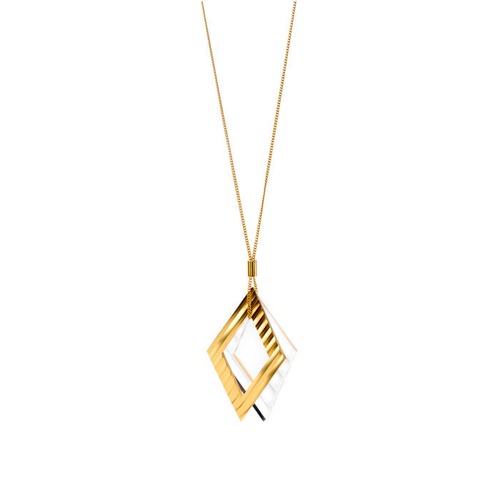 Wave Pattern Motif Necklace - Gold
