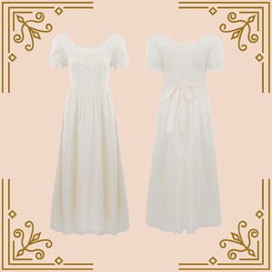 ♦優しいアイボリーのレトロロングドレス♦　trnd020