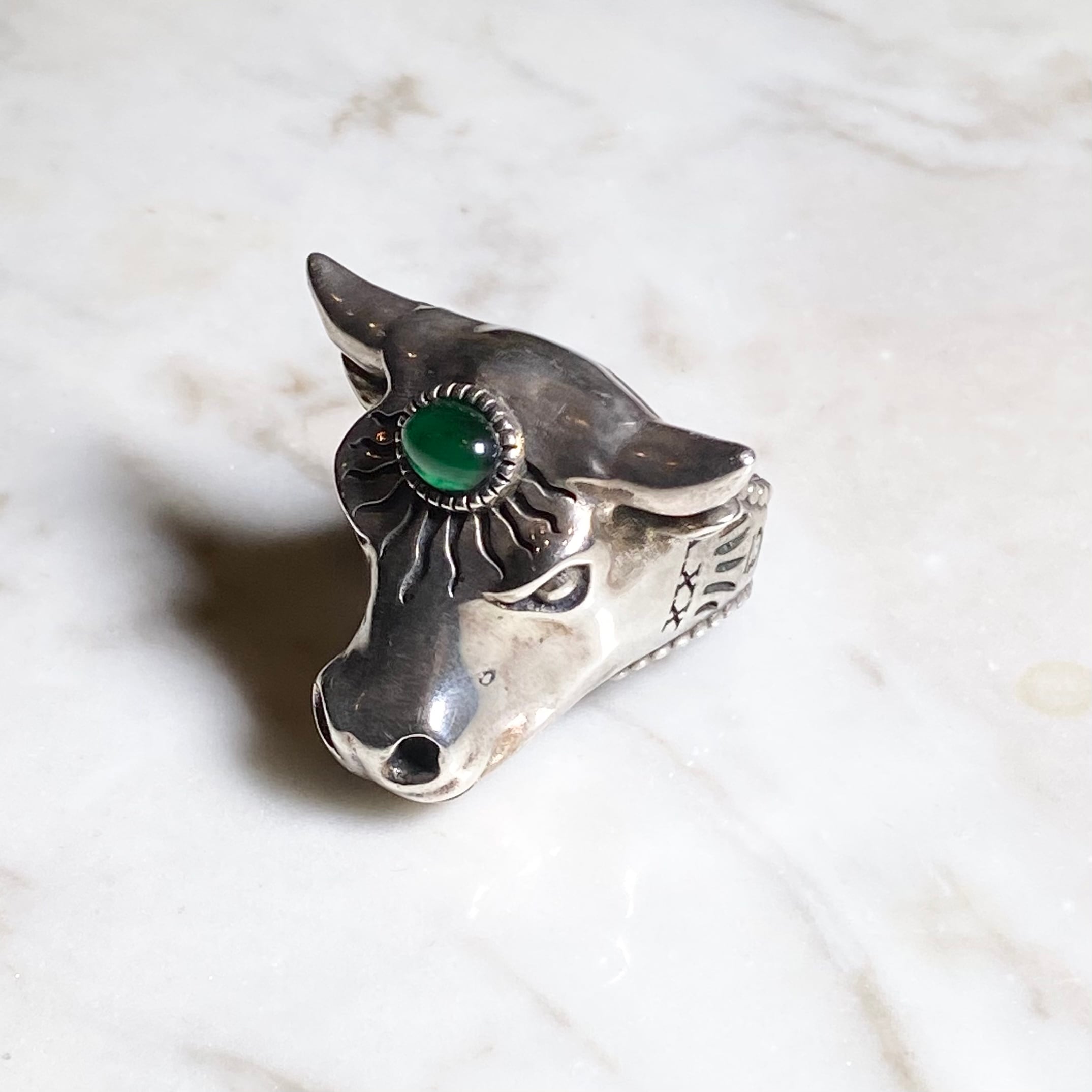 GUCCI heavy gauge silver bull head ring “anger forest” | NOIR ONLINE