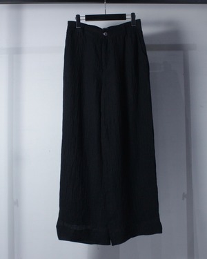 【Caka BLACK】Wrinkle Design Vintage Linen Slacks Pants