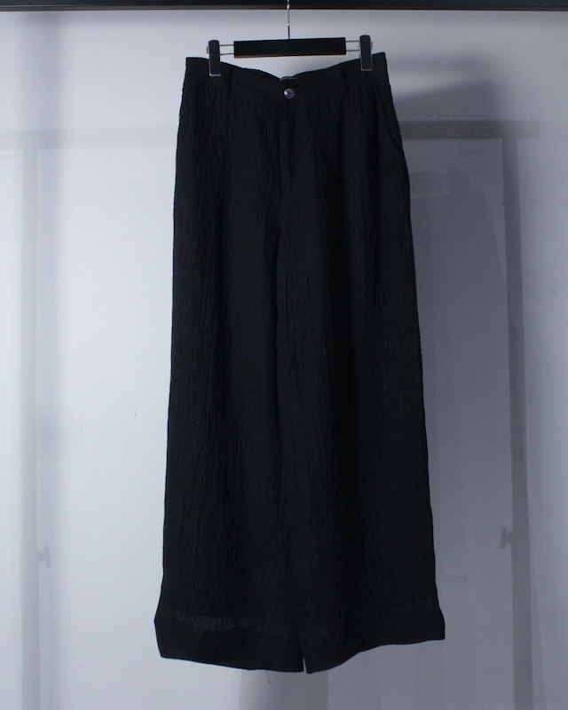 【Caka BLACK】Wrinkle Design Vintage Linen Slacks Pants