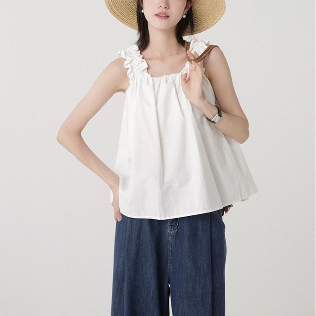 ruffle sleeveless blouse   101057