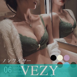 花柄レースブラショーツセット セクシー ブラジャー ショーツ 上下セット フロントリボン ノンワイヤー ランジェリー 盛れる 人気 韓国風 インナー 美胸 ソフト 下着 アンダーウェア ベジー VEZY ItemNo.【16188971 】