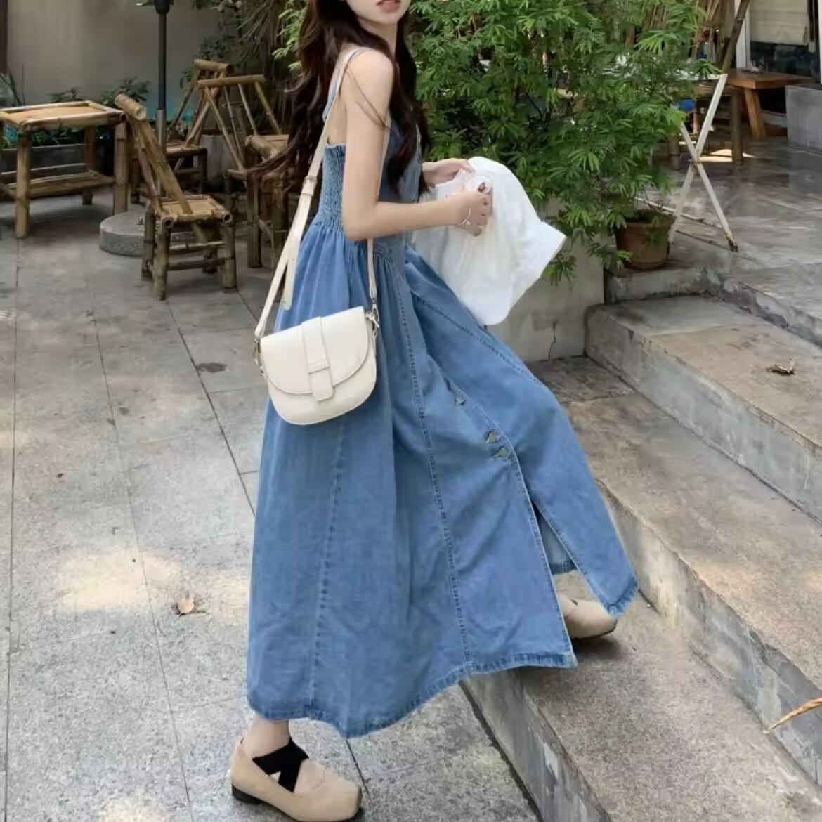 デニムAラインジャンパースカート