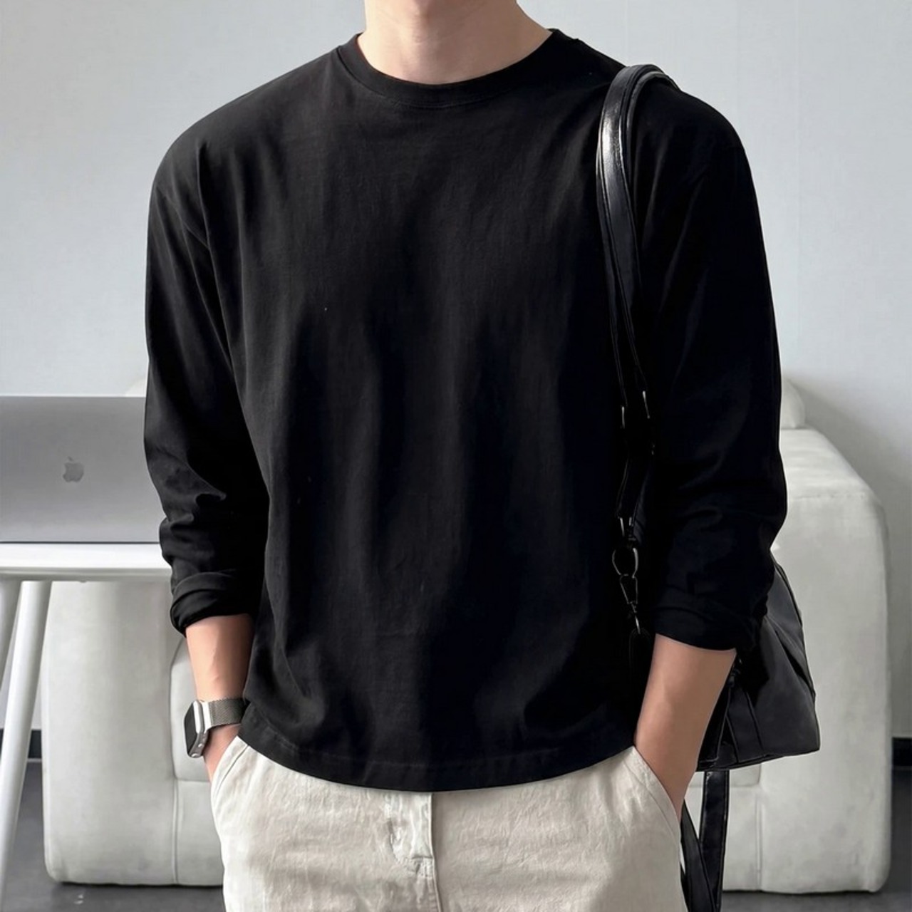 コットンベーシックロングTシャツ　1323