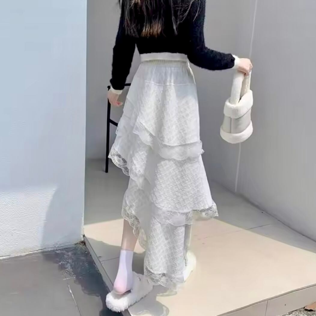 フリルレースアシメスカート