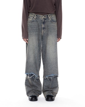 CODA LAYERED HYBRID JEANS ACID WASH GREY