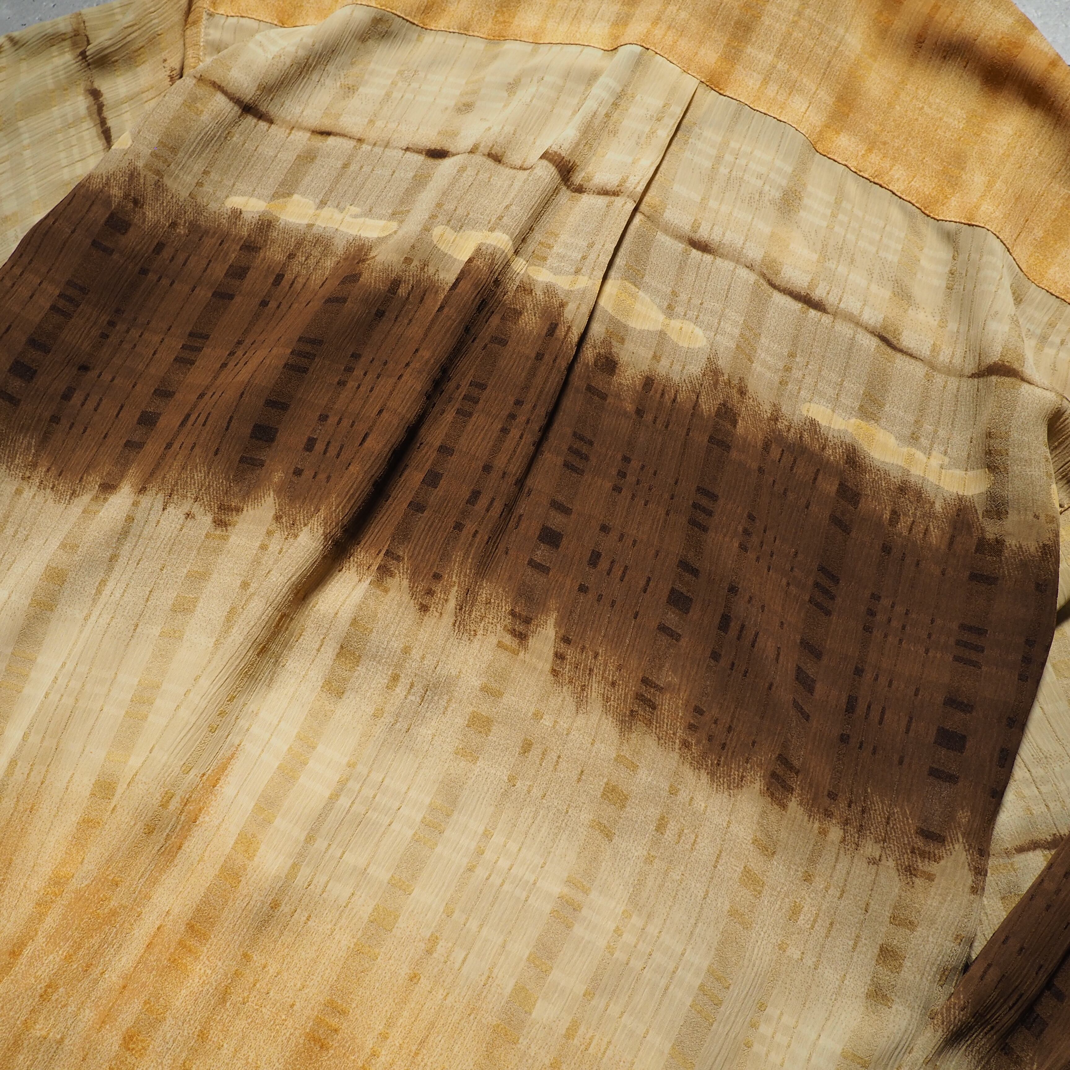 1990s ” Bassiri ” Over Dyed Design vintage Drape loose sheer shirt (made in Usa)