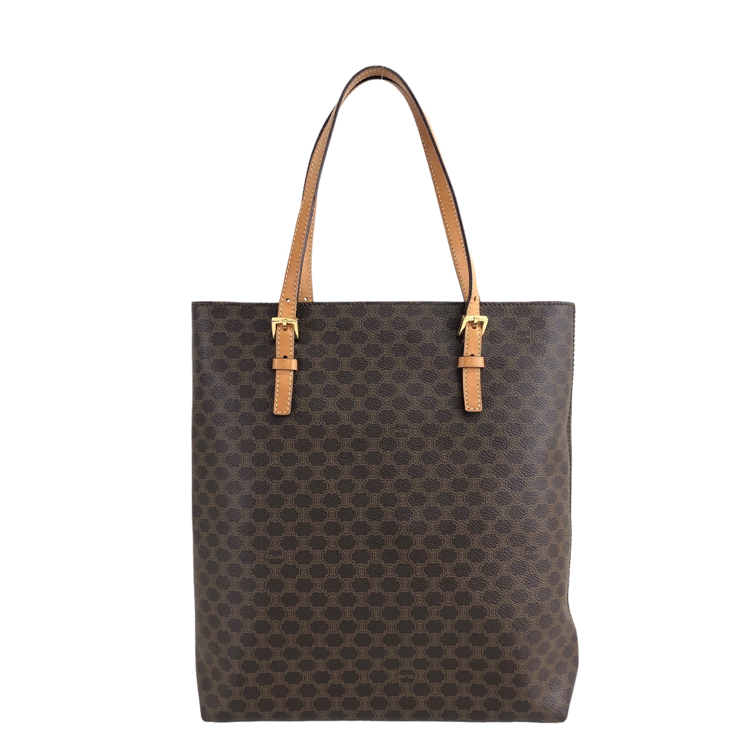 CELINE セリーヌ マカダム ハンドバッグ ブラウン レザー トートバッグ
