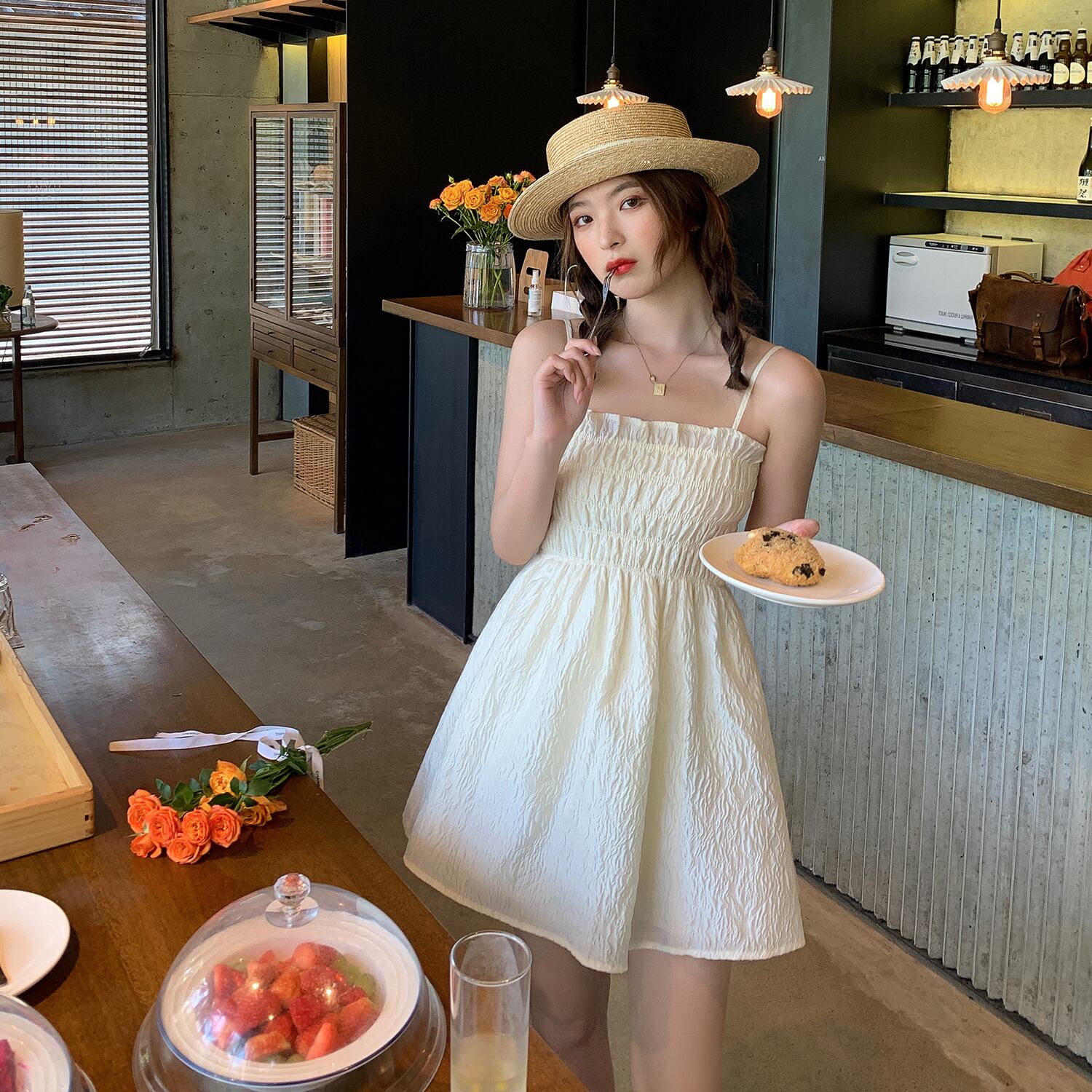 ホワイトドレス サマーショート 夏物 HUCHUJING83541550543