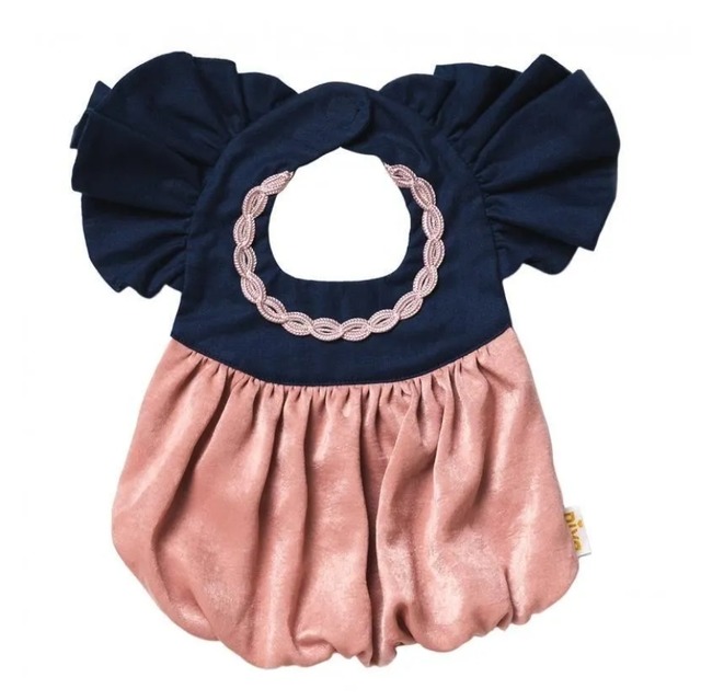 niva ネックレス付き おめかしスタイ Bib with necklace ネイビー×ブラウン 日本製 295NXB ニヴァ