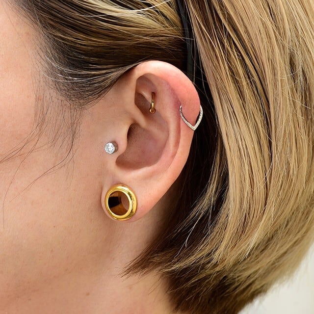 プッシュピアス 10G 8G 6G クリスタルストーンピアス ラブレット