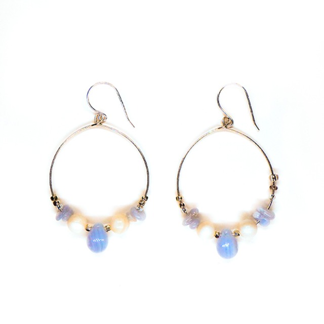 Blue lace agate Hoop Pierce(SV)