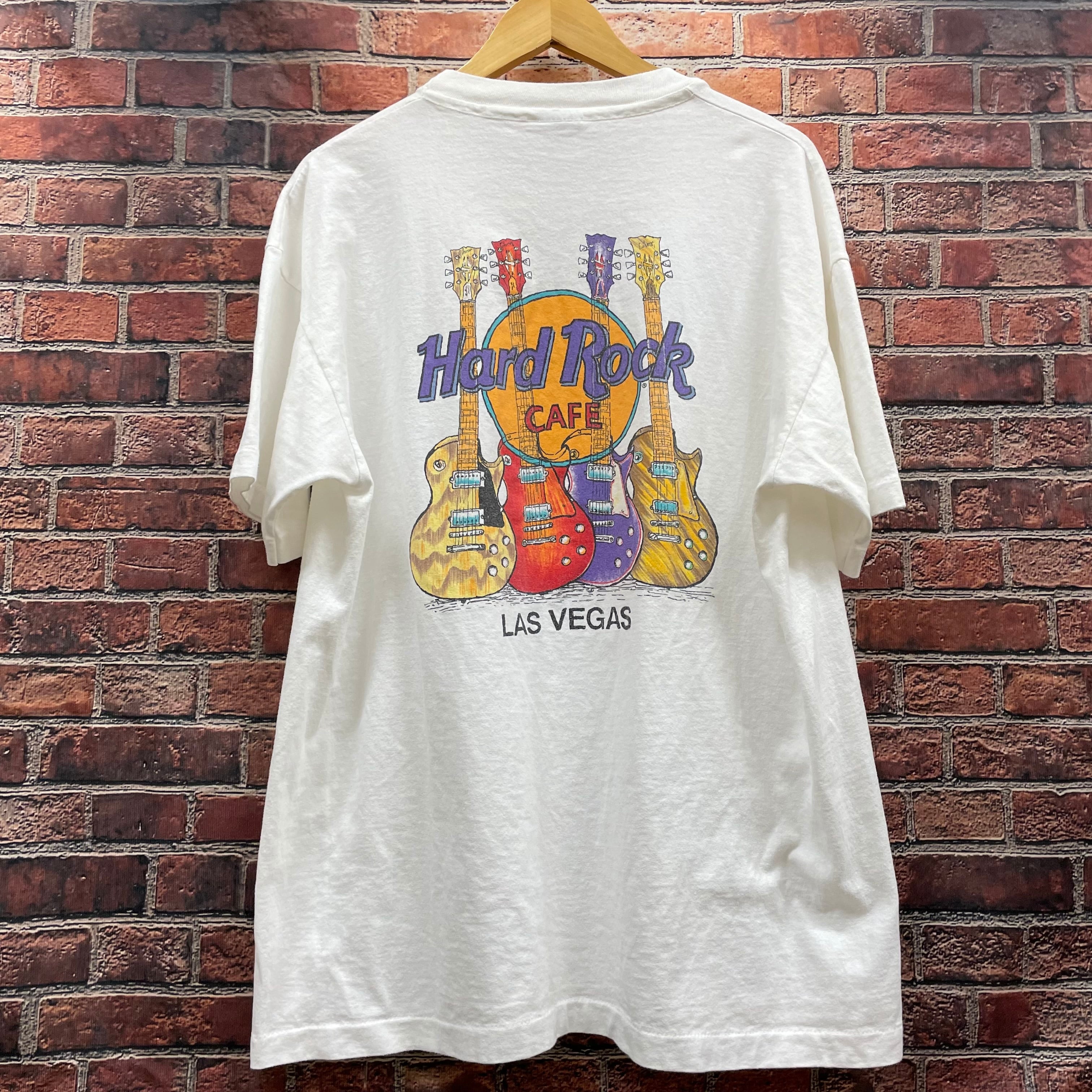 90s USA製 ハードロックカフェ プリントTシャツ マイアミ ギター M 白