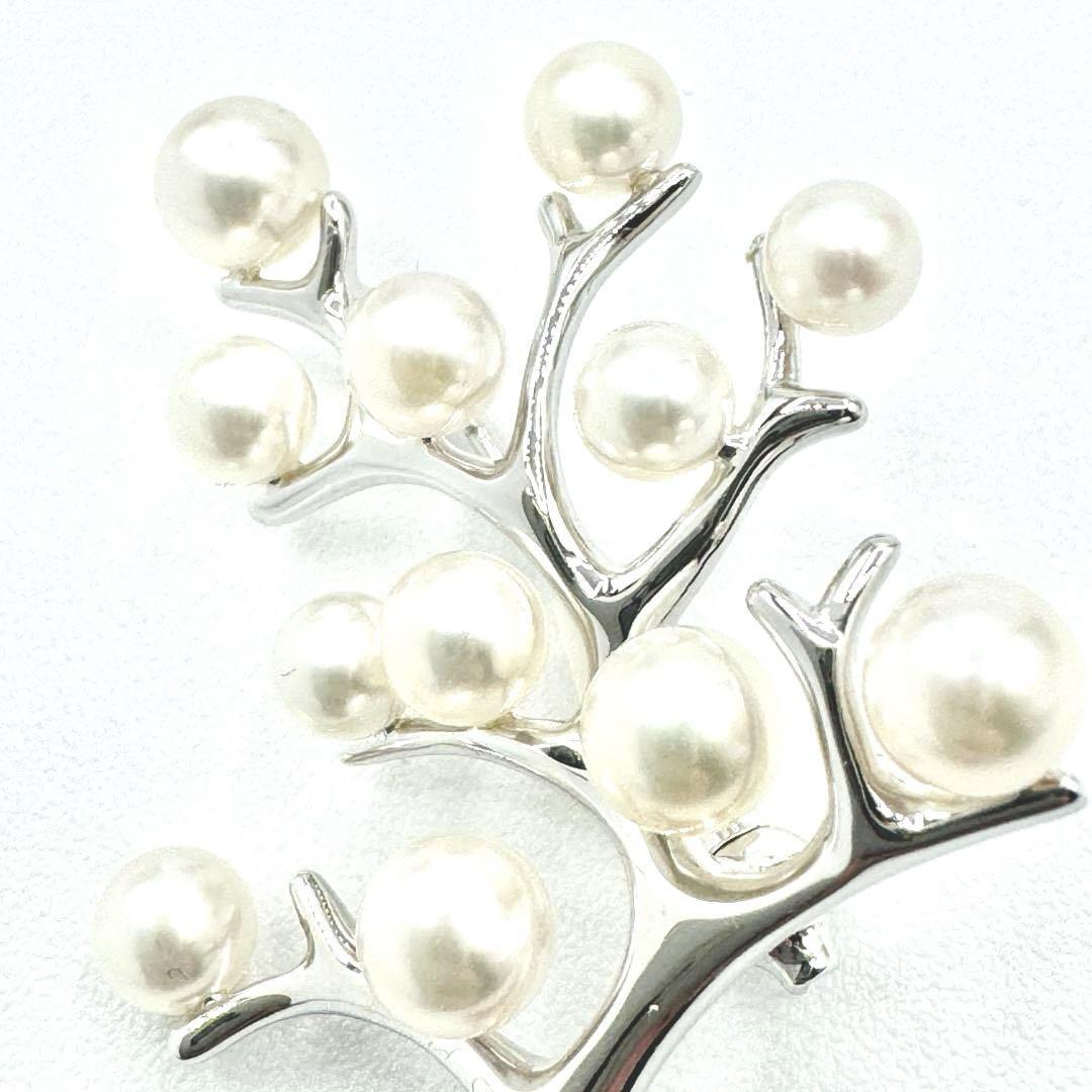ミキモトブローチレディースベビーパール 4-5mm 幸福の木 シルバー