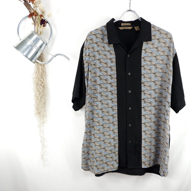 [XL] Open Collar Silk Shirt | 開襟 シルク シャツ 