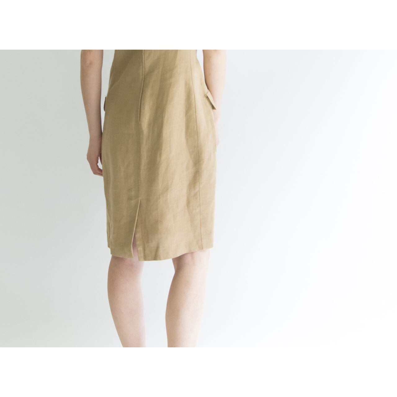【Valentino Garavani】Made in Italy 80's h/s linen one-piece（ヴァレンティノガラヴァーニ イタリア製 半袖リネンワンピース ドレス）5c