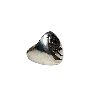 Hopi overlay silver signet ring “Kachina”