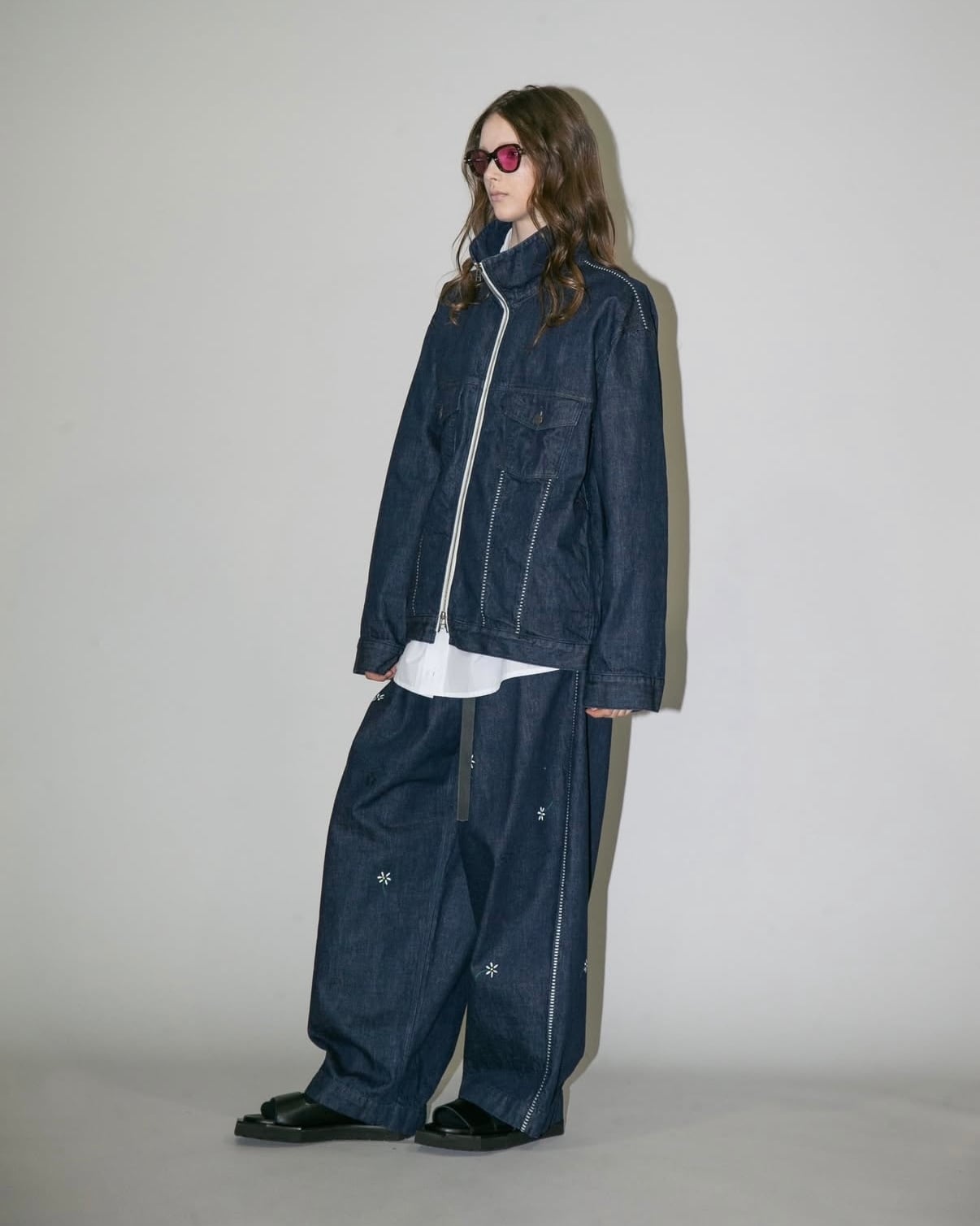 my beautiful landlet 12.5oz DENIM ZIP JACKET - One Wash BLUE-OW | nua