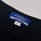 90s BURBERRY BLUE LABEL バーバリー ブルーレーベル 半袖 ウール ニット セーター 38/ブラック レディース