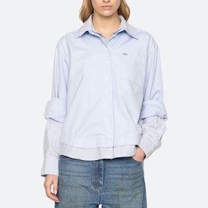 SEA NY ZAYNA DBL LAYER BUTTON DOWN BLUE