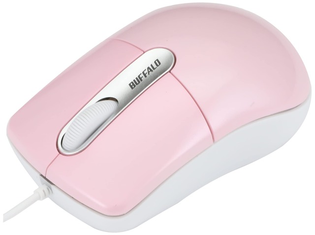 【特価セール】バッファロー BUFFALO 有線光学式マウス 静音/3ボタン/Mサイズ ピンク BSMOU27SMPK