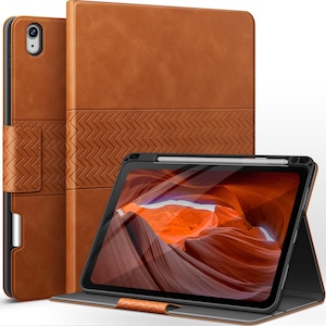 【在庫のみ】auaua iPad Air 11 インチ M3/M2 (2025/2024) ケース iPad Air 第5/4世代 10.9インチ 2022/2020 ペンシル ホルダー収納 オートスリープ機能 ひび割れない PUレザー製スマート (ブラウン)