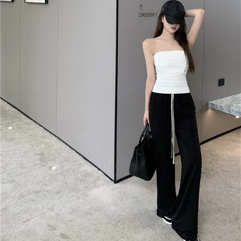 パンツ サマー薄手ハイウェストルーズカジュアル 夏物 ドラファッションホール23053100663