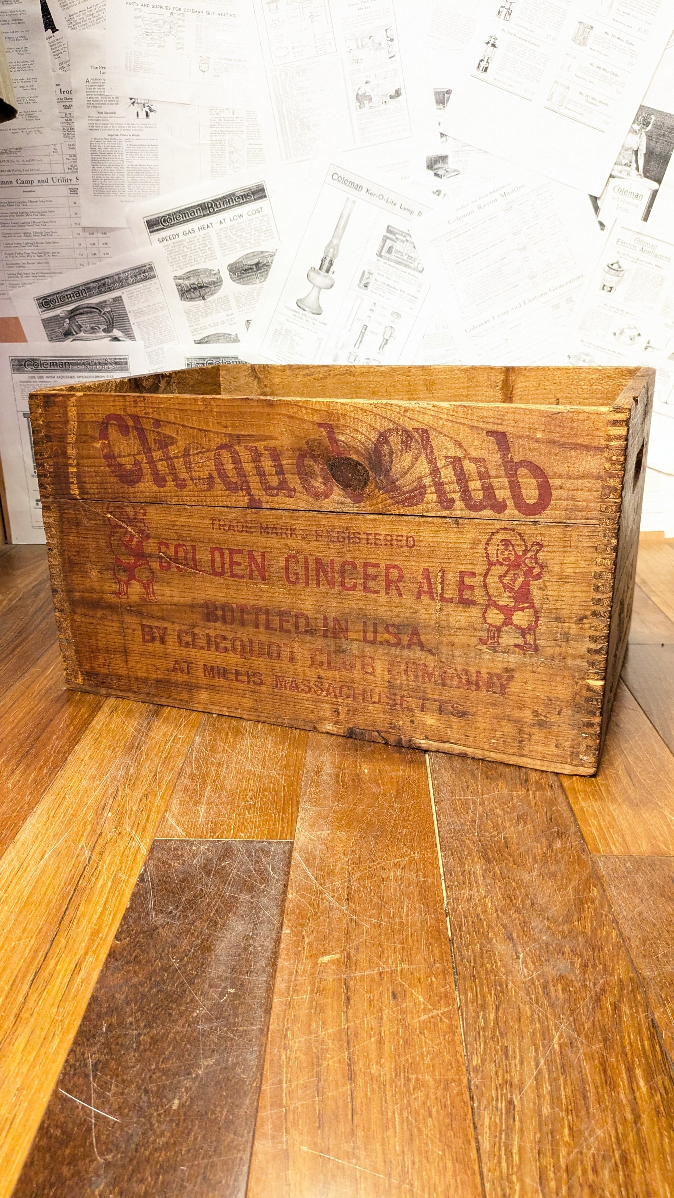 30's Vintage Cliquot Club Crate WoodBox ビンテージ ウッドボックス