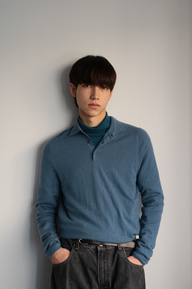 Massimo Dutti wool×cashmere polo knit sweater