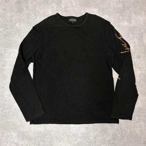 EMPORIO ARMANI ロゴ ロンT 長袖Tシャツ ブラック 袖プリント