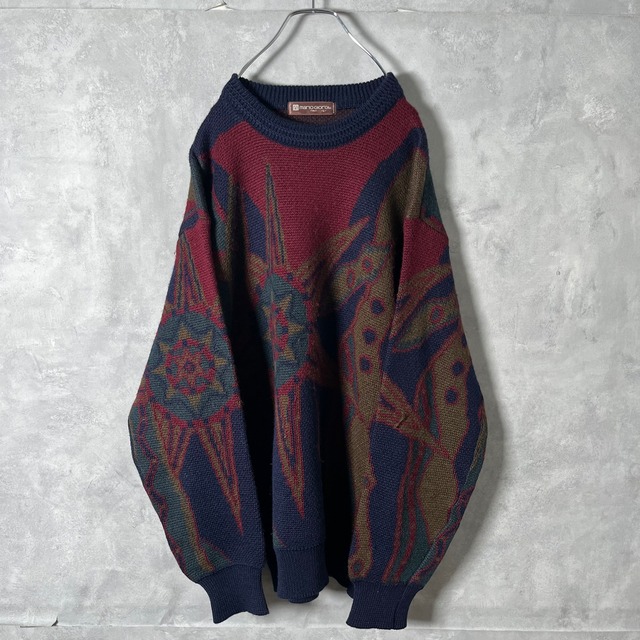 #6815 "mario giorgi" multicolor geometric pattern wool knit