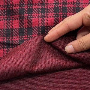★TB067◆2m◆ウールアクリル混タータンチェック生地◆レッド