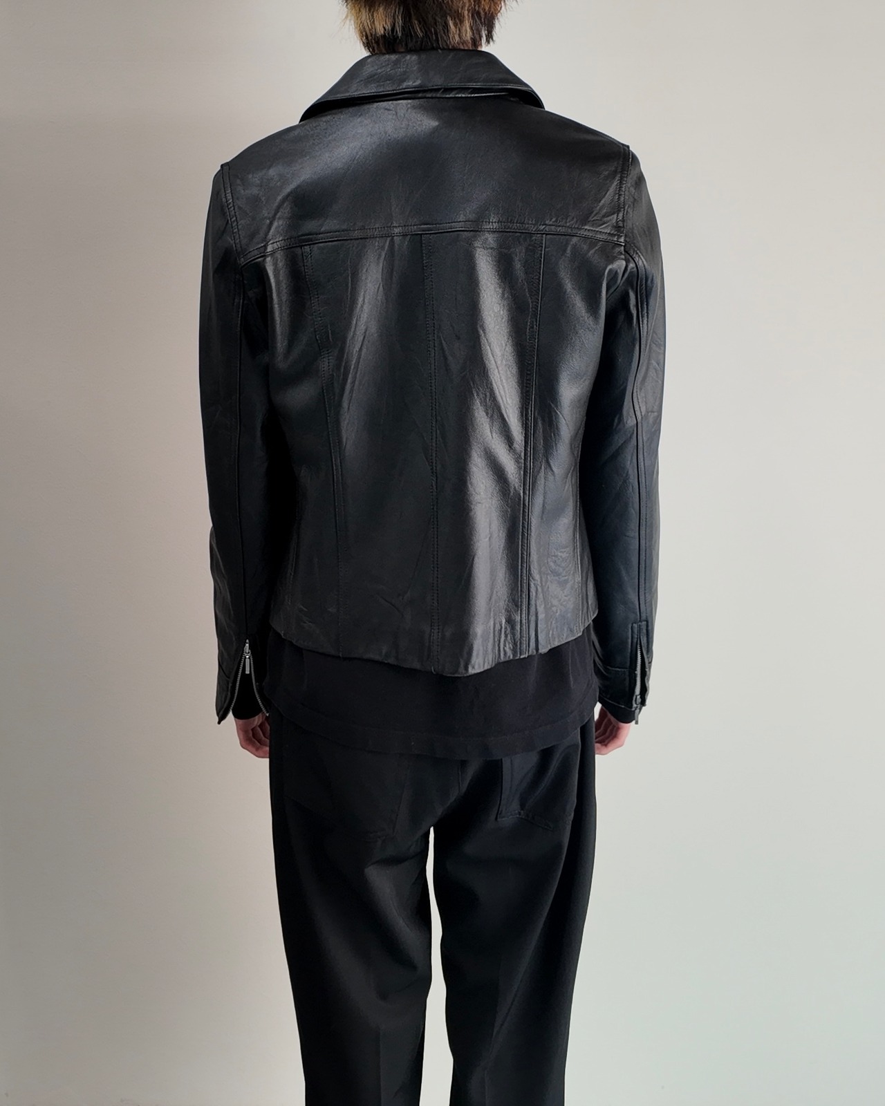 【BALMAIN】zip-up leather tracker jacket