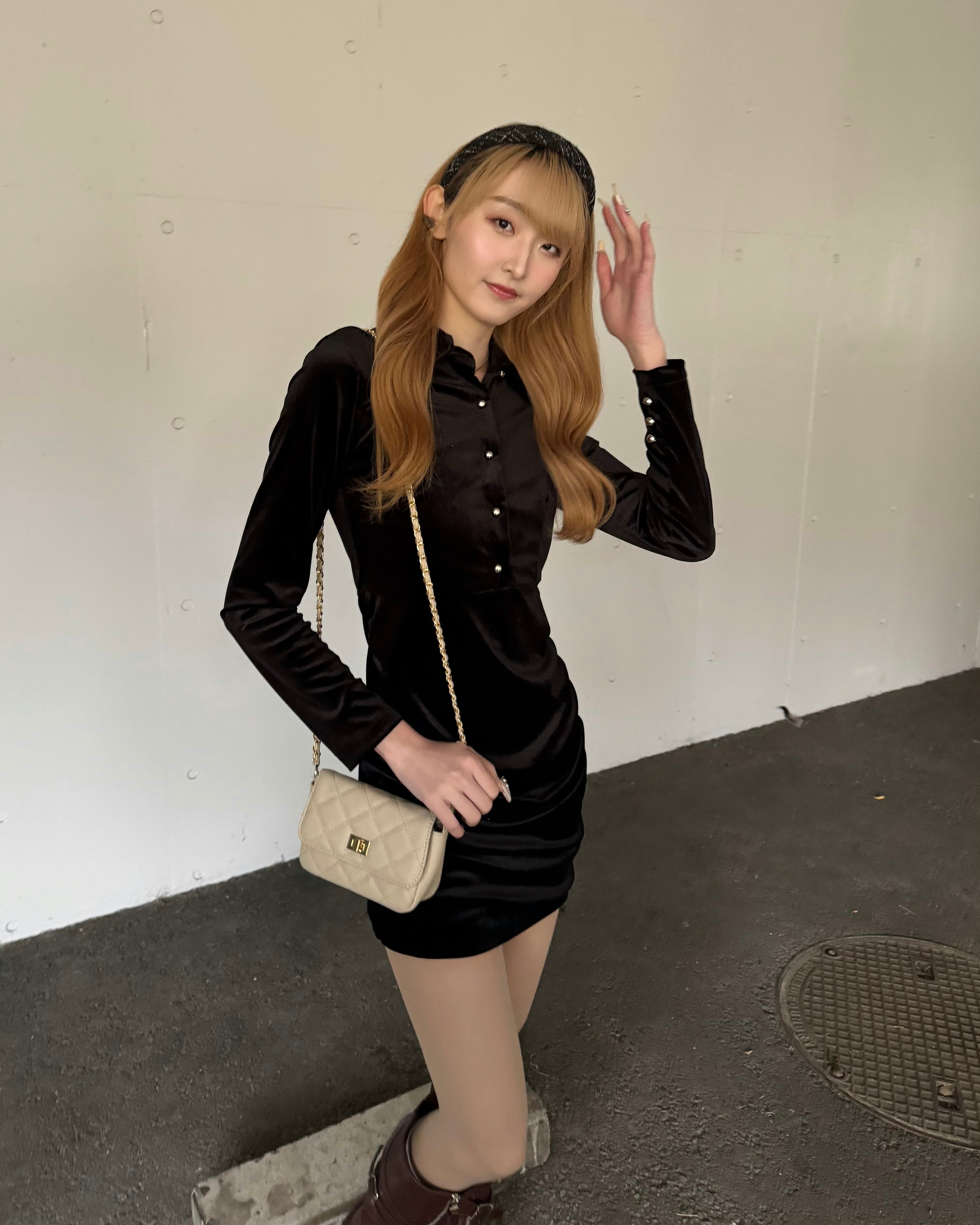 ベロアミニワンピース V04532