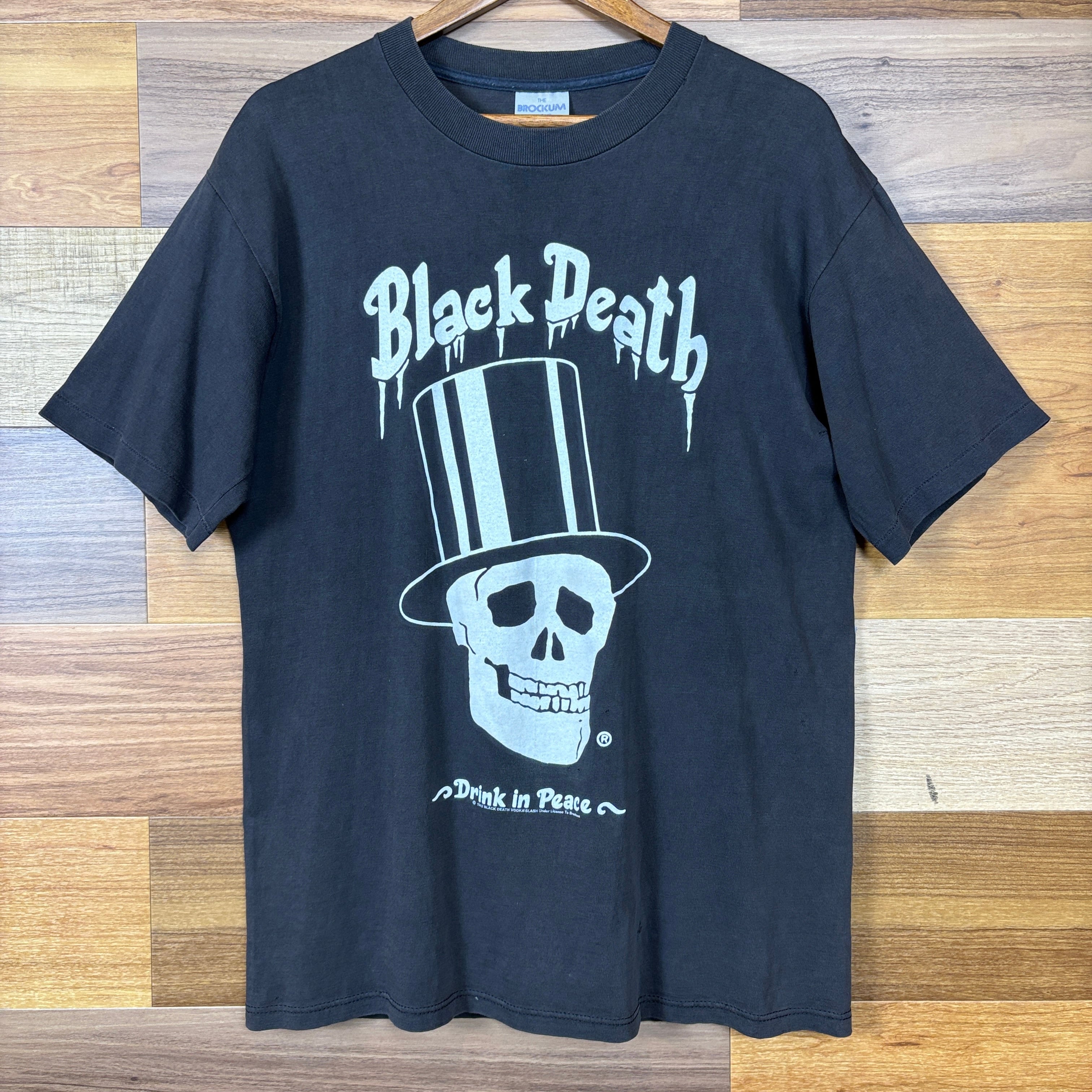 USA製 90s BLACK DEATH VODKA ブラックデス ウォッカ 企業ロゴ T-sh T