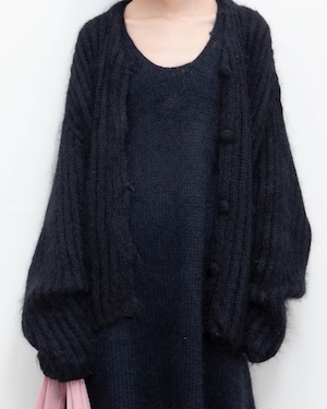 1990s wide silhouette chunky mohair knit cardigan