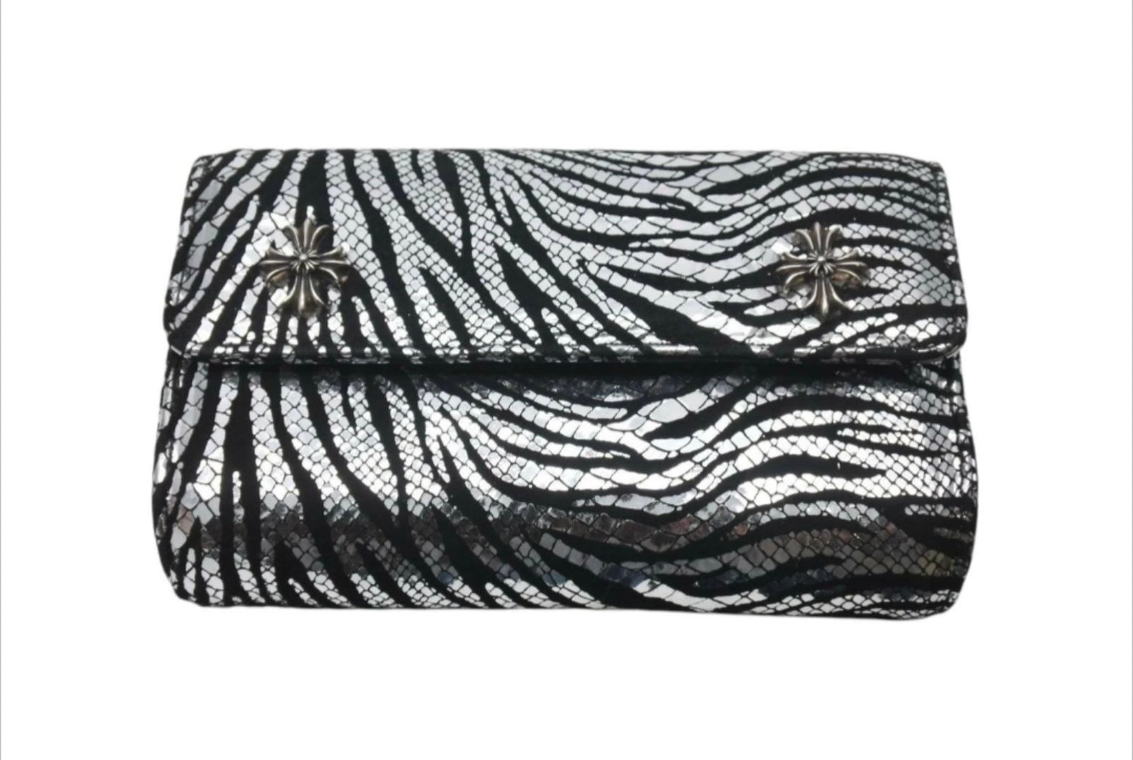 CHROME HEARTS クロムハーツ クラッチバッグ クロス ゼブラ ブラック