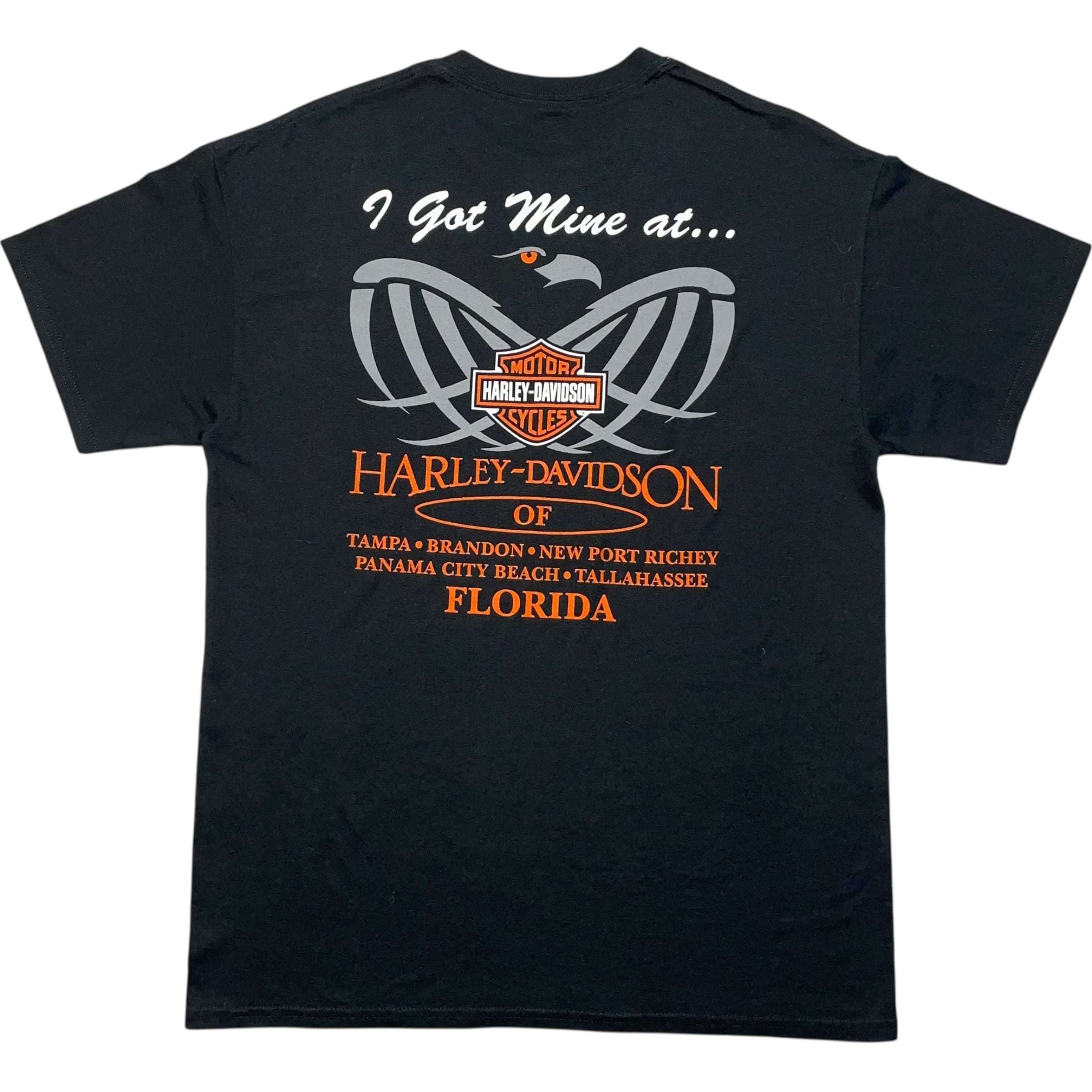 《L》Harley-Davidson ハーレーダビッドソン GILDAN ギルダン Tシャツ ワンポイント 両面プリント ブラック no.7660