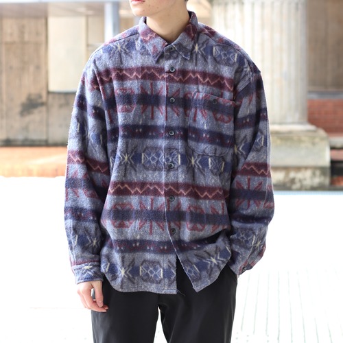 USA VINTAGE NORDIC PATTERNED FLEECE SHIRT/アメリカ古着ノルディック柄フリースシャツ