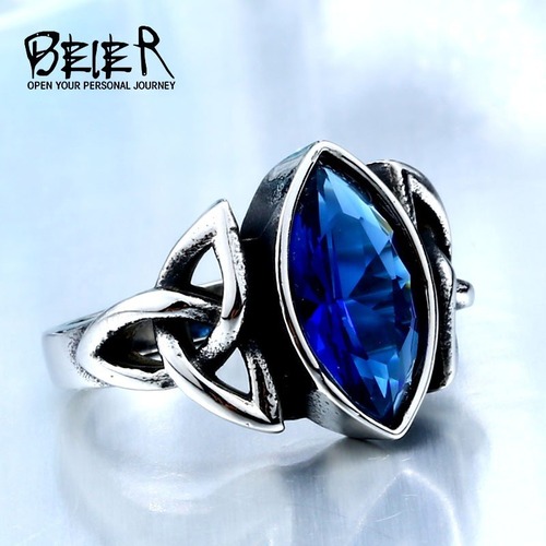 【送料無料】 メンズ リング 指輪 青 ブルー 赤 レッド 黒 ブラック ジルコン ヨーロッパ ステンレス レトロ 幾何学 10000367