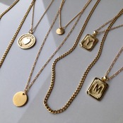 コイン 2連　ロング ゴールドネックレス　［GKN023］