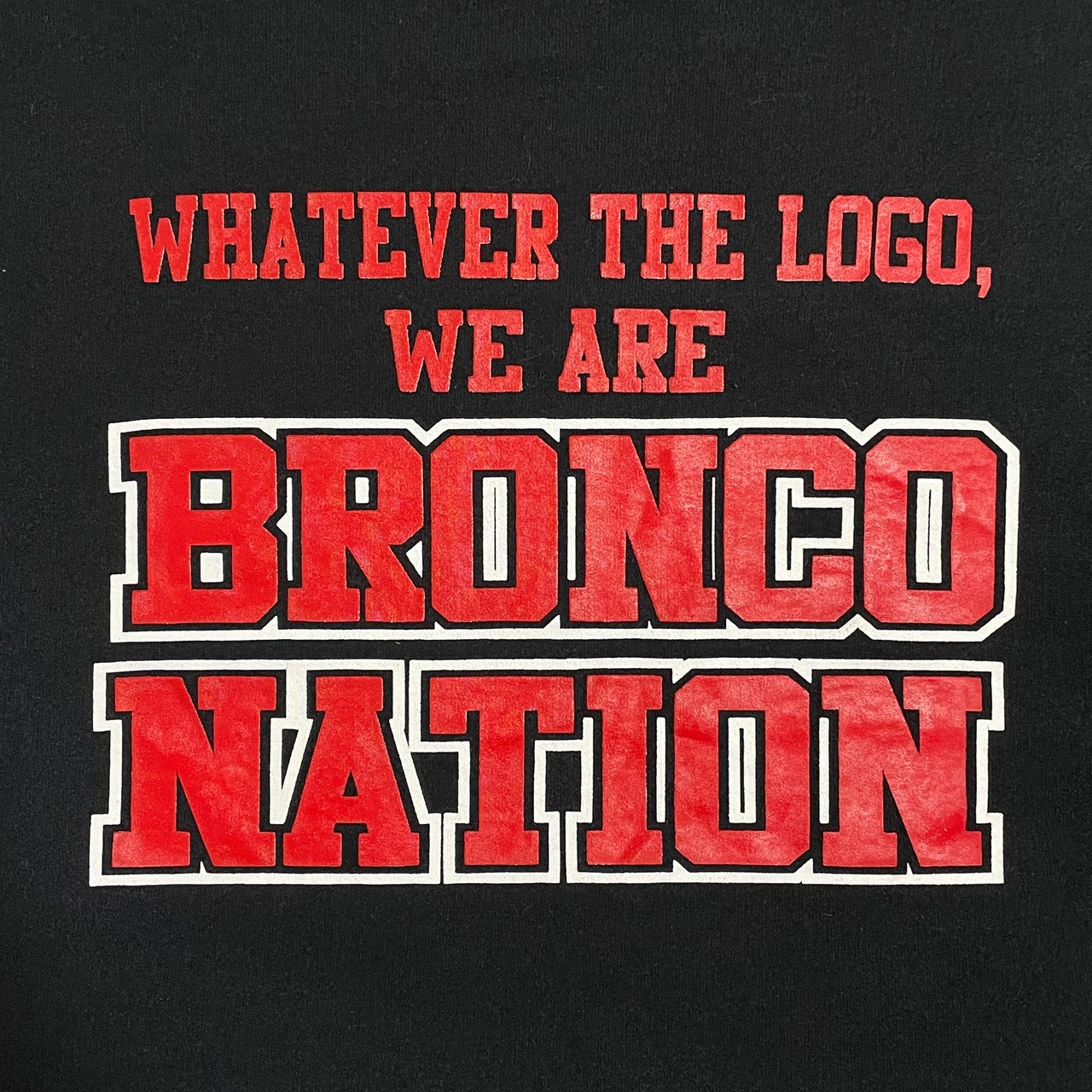 【USA古着】プリント バックプリント 両面プリント ロゴ BRONCO NATION スウェット トレーナー プルオーバー L相当 黒ボディ US古着