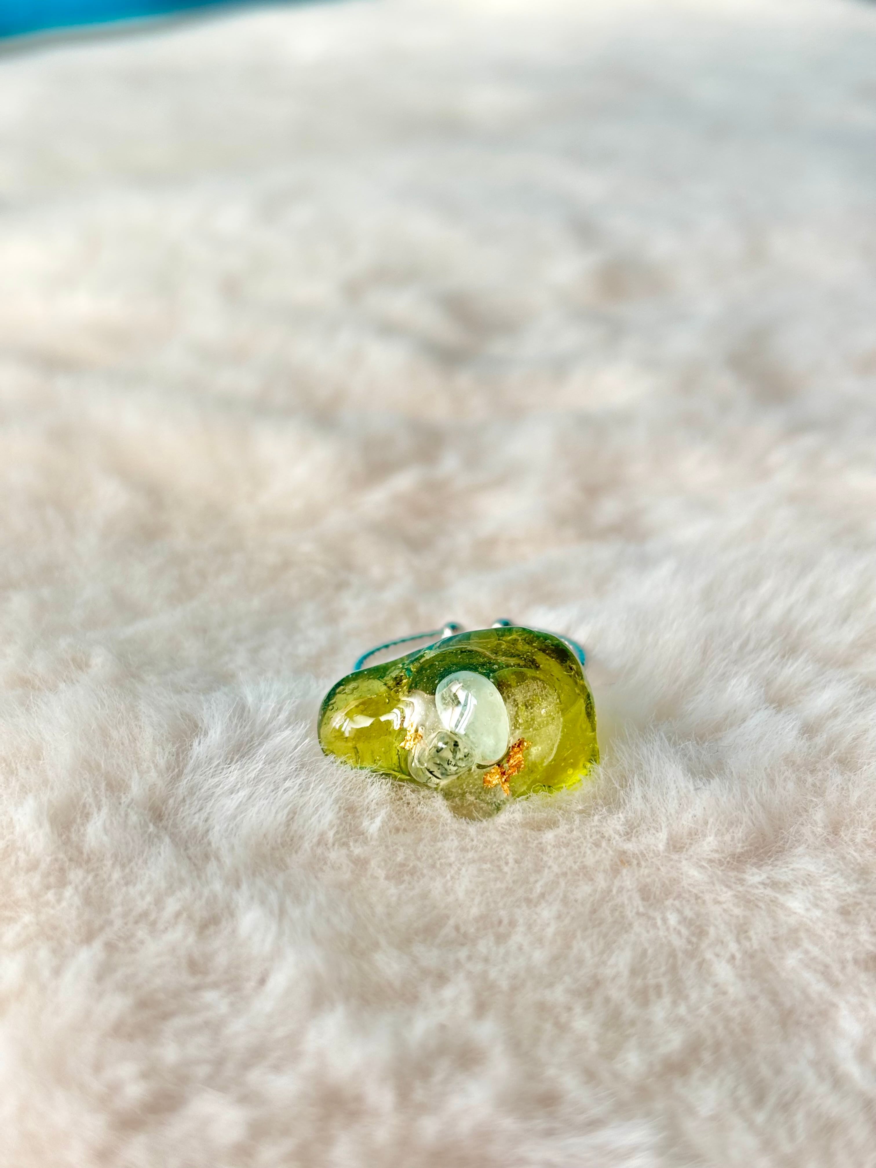 リング*氷見シーグラスと天然石